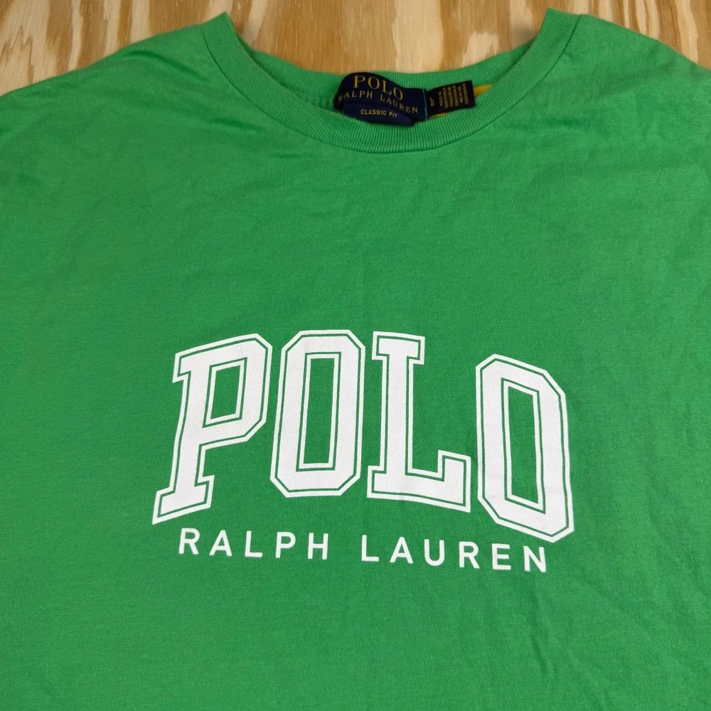 Polo Ralph Lauren Mens Green Classic Fit Logo Graphic T-Shirt Large
